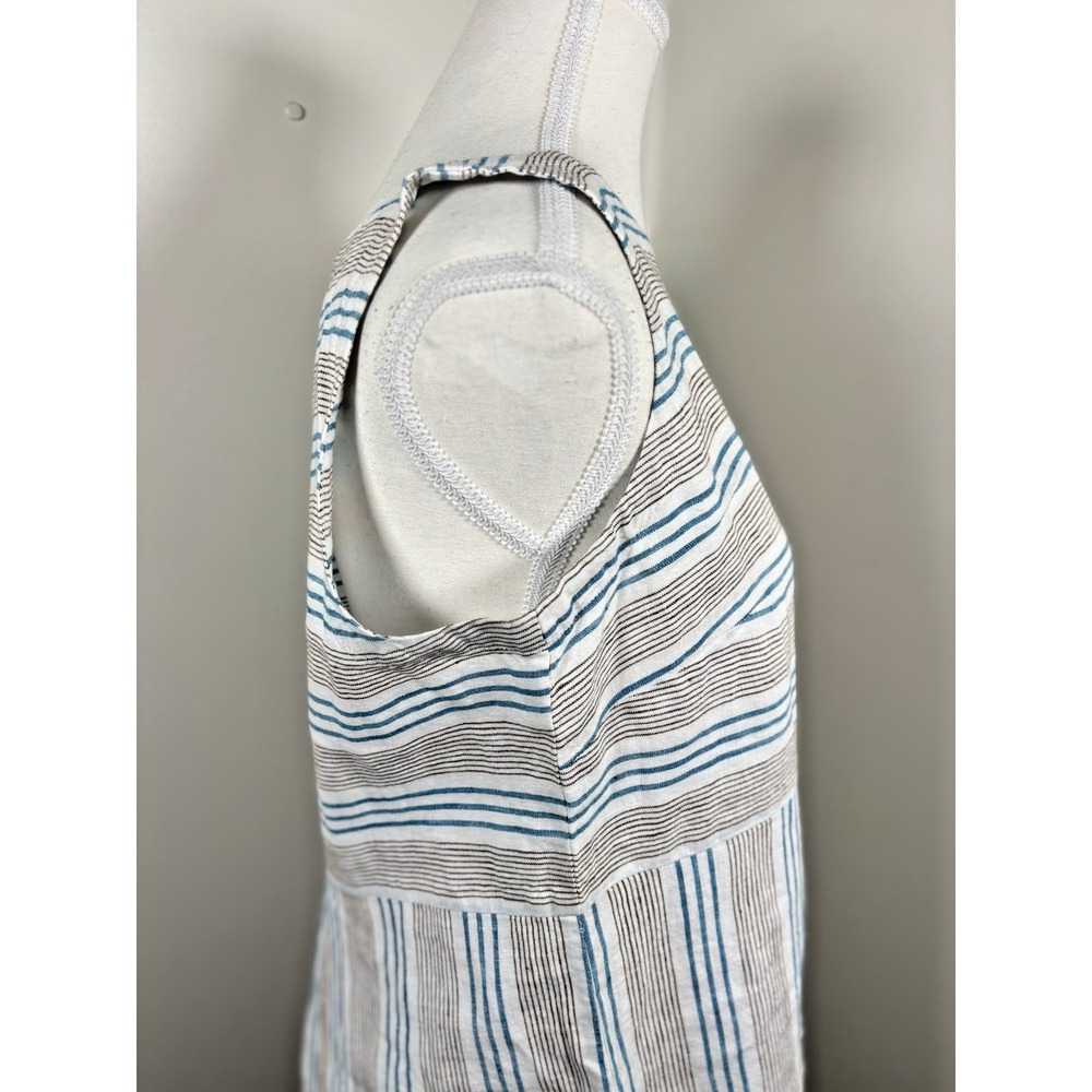 J. Jill‎ Love Linen S Striped Sleeveless  Maxi Linen Dress Pockets Coastal - Picture 5 of 11
